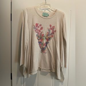 Judith March Deer Top with asymmetrical hemline